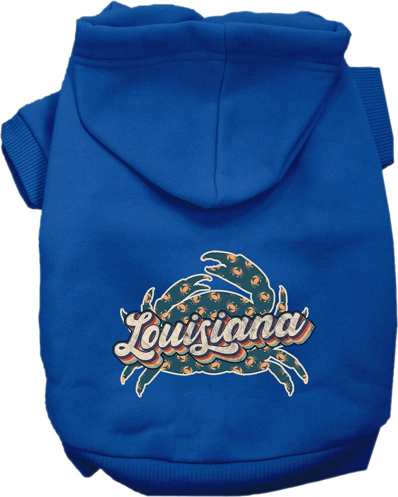 Pet Dog & Cat Screen Printed Hoodie for Small to Medium Pets (Sizes XS-XL), "Louisiana Retro Crabs"