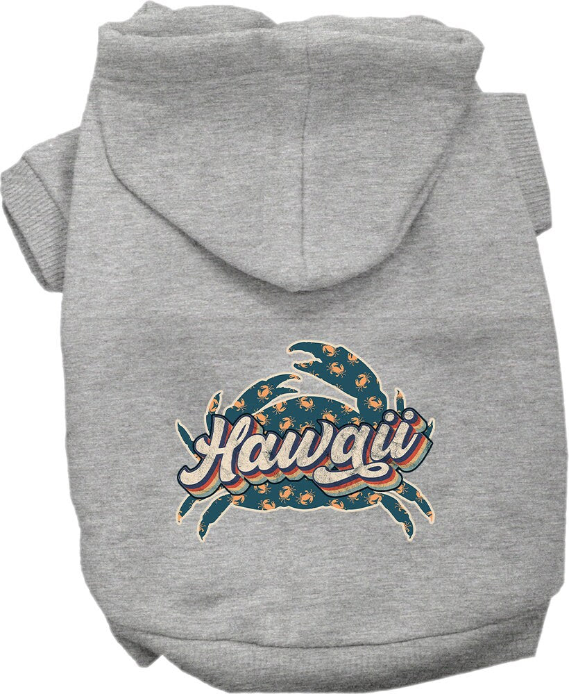 Pet Dog & Cat Screen Printed Hoodie for Small to Medium Pets (Sizes XS-XL), "Hawaii Retro Crabs"