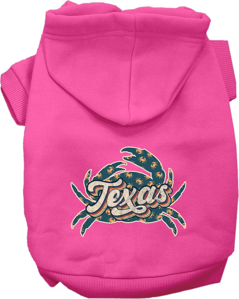 Pet Dog & Cat Screen Printed Hoodie for Medium to Large Pets (Sizes 2XL-6XL), "Texas Retro Crabs"