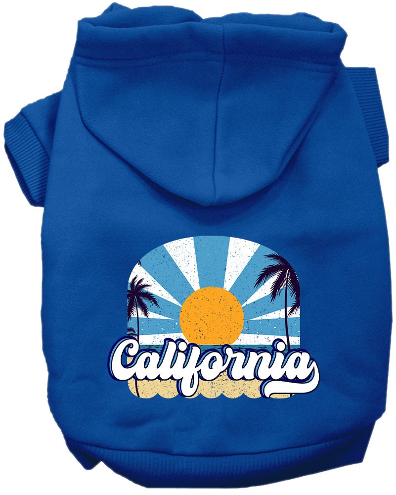 Pet Dog & Cat Screen Printed Hoodie for Small to Medium Pets (Sizes XS-XL), "California Coast"