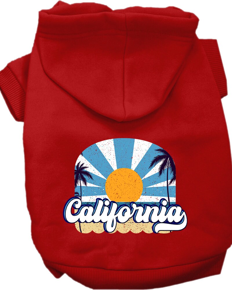 Pet Dog & Cat Screen Printed Hoodie for Medium to Large Pets (Sizes 2XL-6XL), "California Coast"