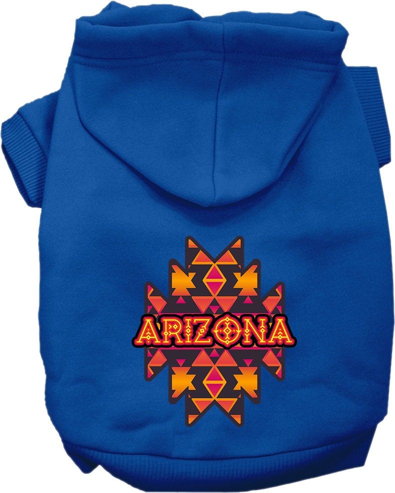 Pet Dog & Cat Screen Printed Hoodie for Medium to Large Pets (Sizes 2XL-6XL), "Arizona Navajo Tribal"