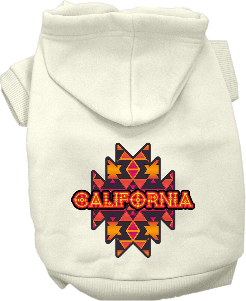 Pet Dog & Cat Screen Printed Hoodie for Small to Medium Pets (Sizes XS-XL), "California Navajo Tribal"