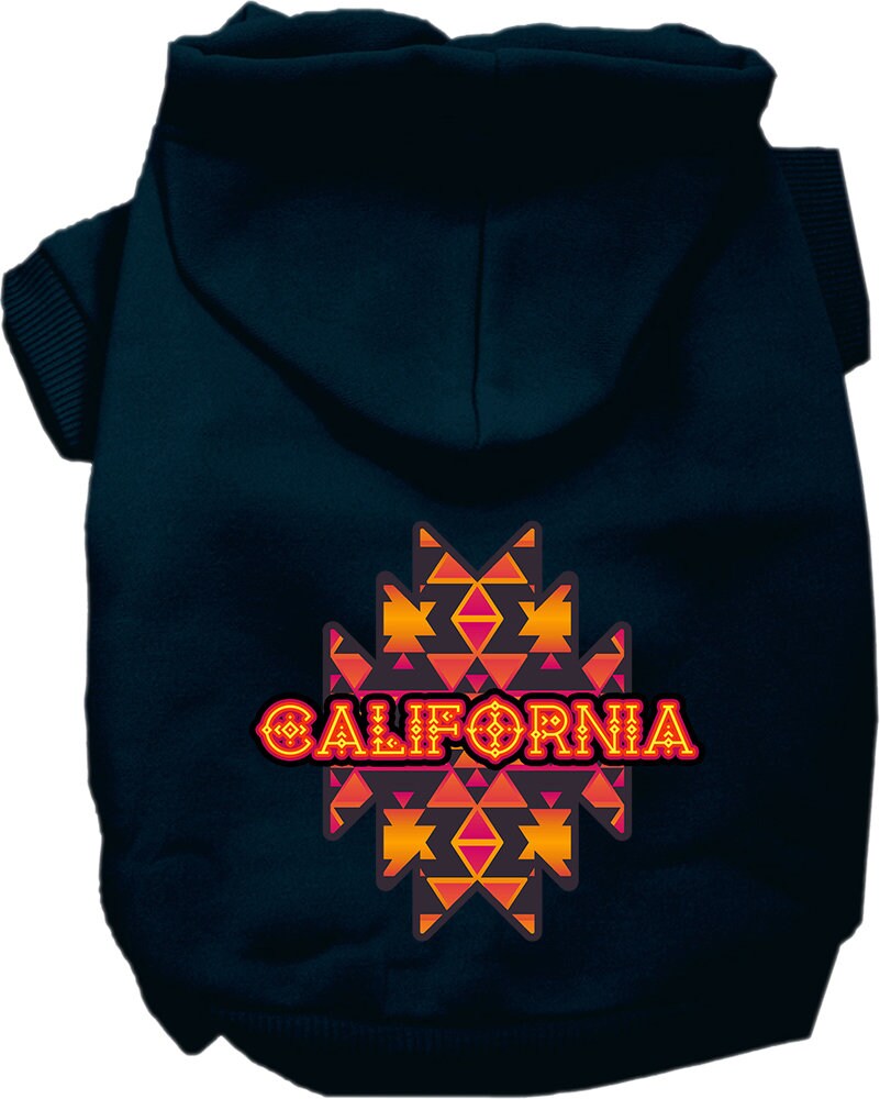 Pet Dog & Cat Screen Printed Hoodie for Small to Medium Pets (Sizes XS-XL), "California Navajo Tribal"