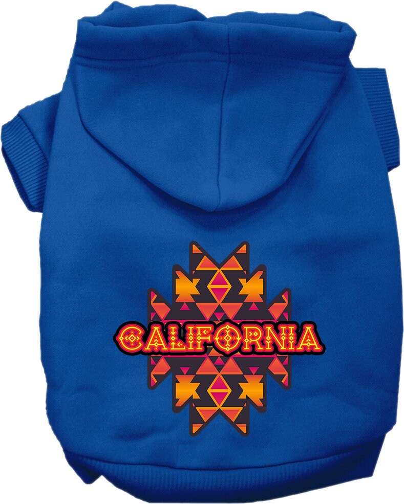 Pet Dog & Cat Screen Printed Hoodie for Medium to Large Pets (Sizes 2XL-6XL), "California Navajo Tribal"