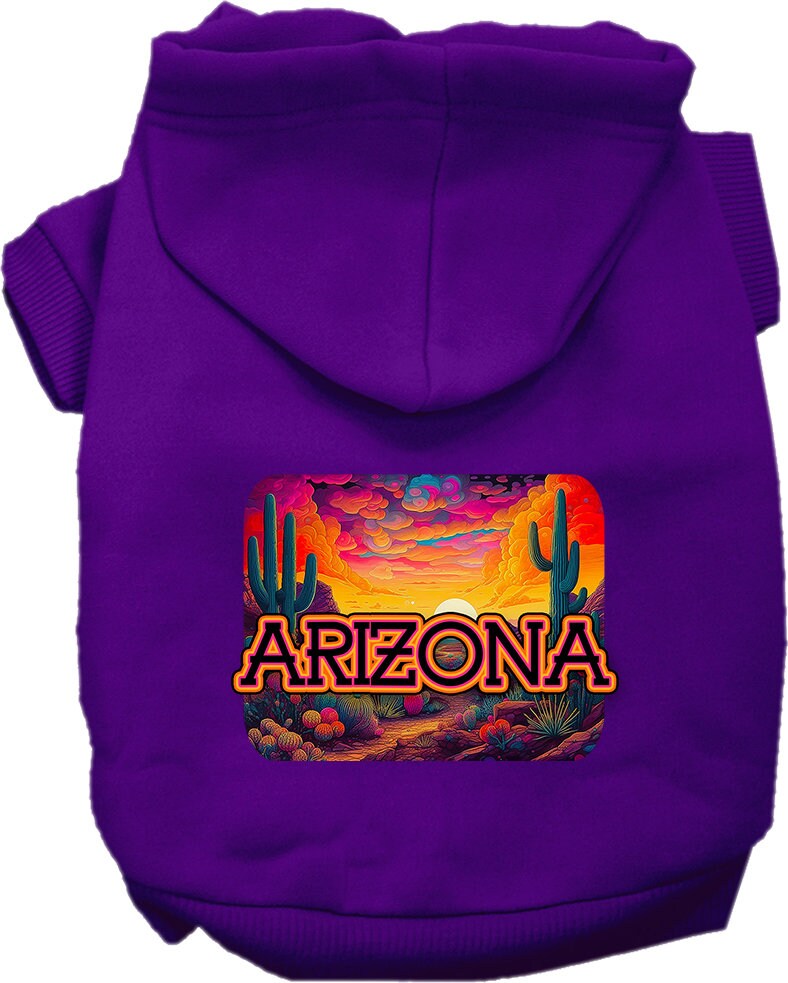 Pet Dog & Cat Screen Printed Hoodie for Small to Medium Pets (Sizes XS-XL), "Arizona Neon Desert"