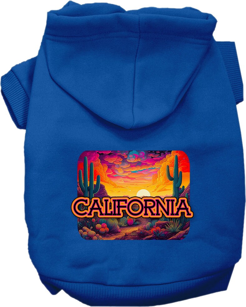 Pet Dog & Cat Screen Printed Hoodie for Small to Medium Pets (Sizes XS-XL), "California Neon Desert"