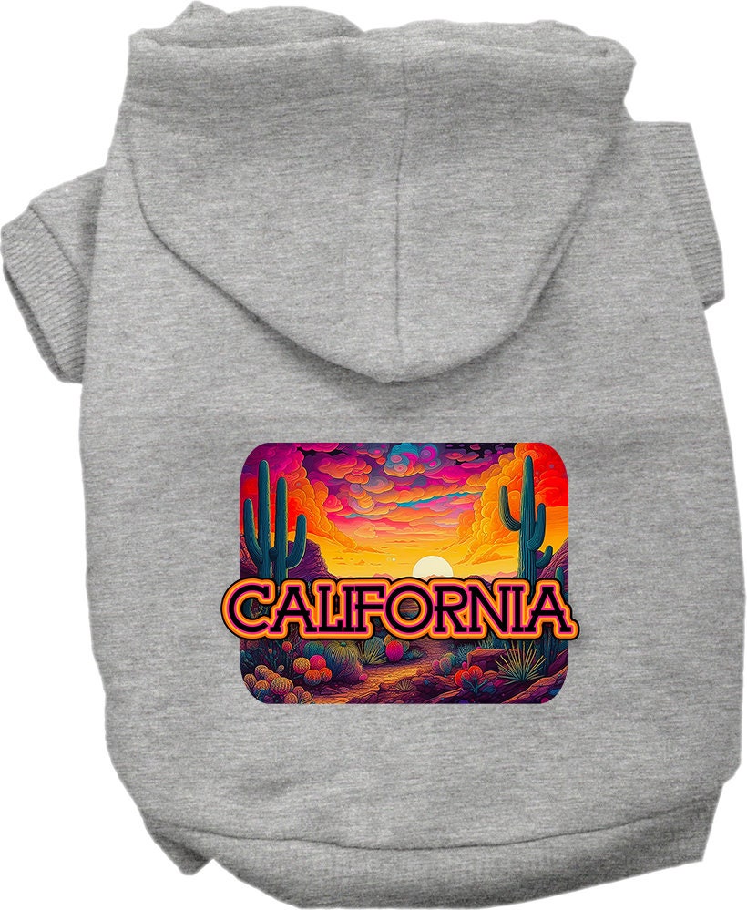 Pet Dog & Cat Screen Printed Hoodie for Small to Medium Pets (Sizes XS-XL), "California Neon Desert"