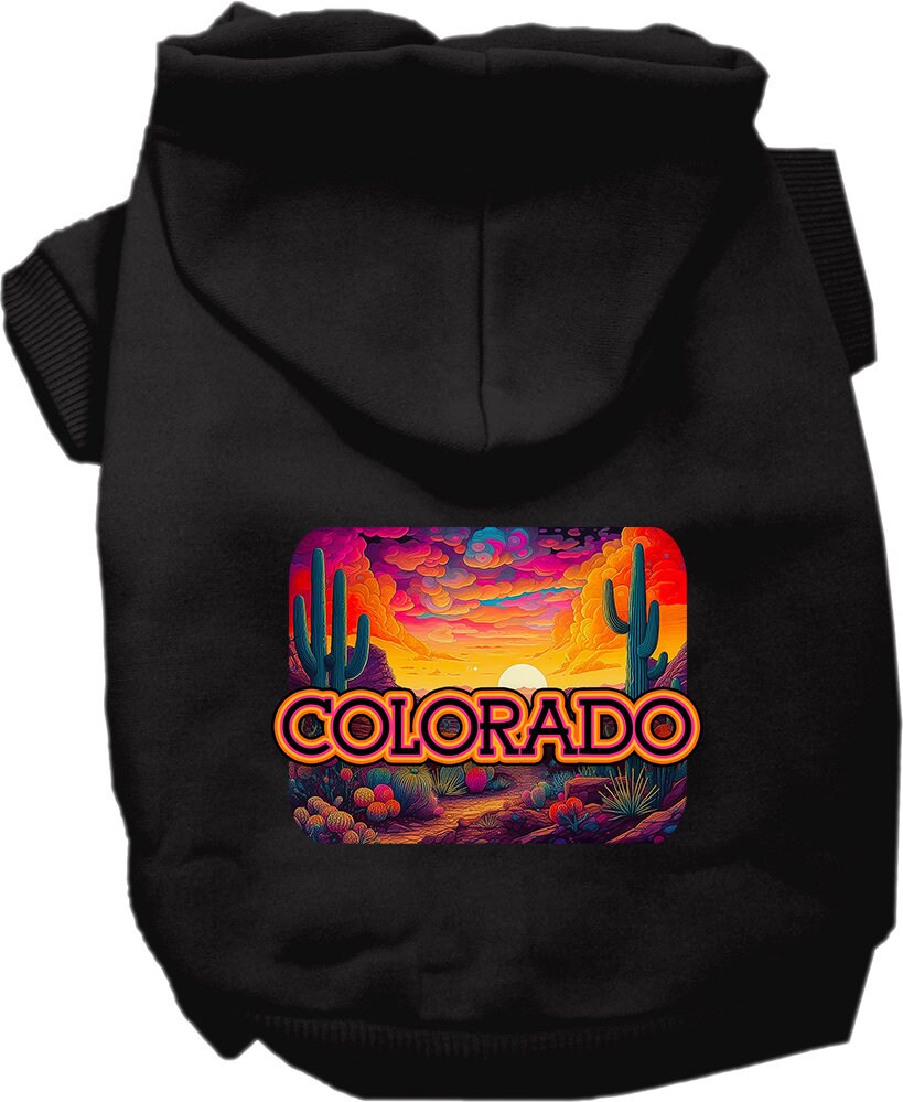 Pet Dog & Cat Screen Printed Hoodie for Medium to Large Pets (Sizes 2XL-6XL), "Colorado Neon Desert"