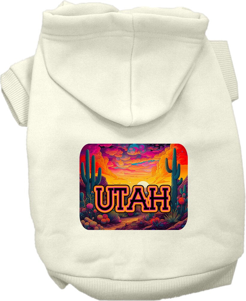 Pet Dog & Cat Screen Printed Hoodie for Medium to Large Pets (Sizes 2XL-6XL), "Utah Neon Desert"