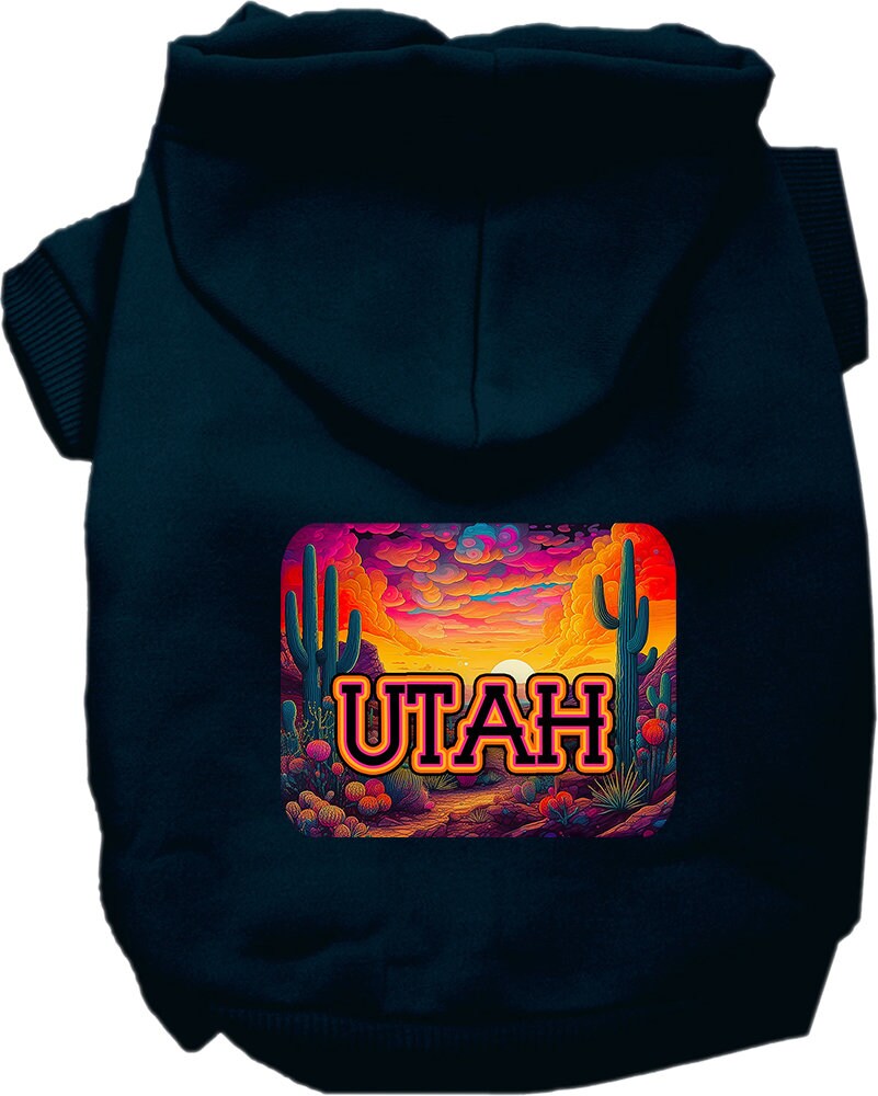 Pet Dog & Cat Screen Printed Hoodie for Medium to Large Pets (Sizes 2XL-6XL), "Utah Neon Desert"