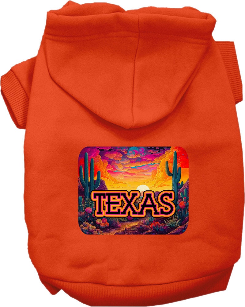 Pet Dog & Cat Screen Printed Hoodie for Medium to Large Pets (Sizes 2XL-6XL), "Texas Neon Desert"