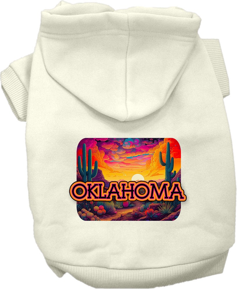 Pet Dog & Cat Screen Printed Hoodie for Medium to Large Pets (Sizes 2XL-6XL), "Oklahoma Neon Desert"