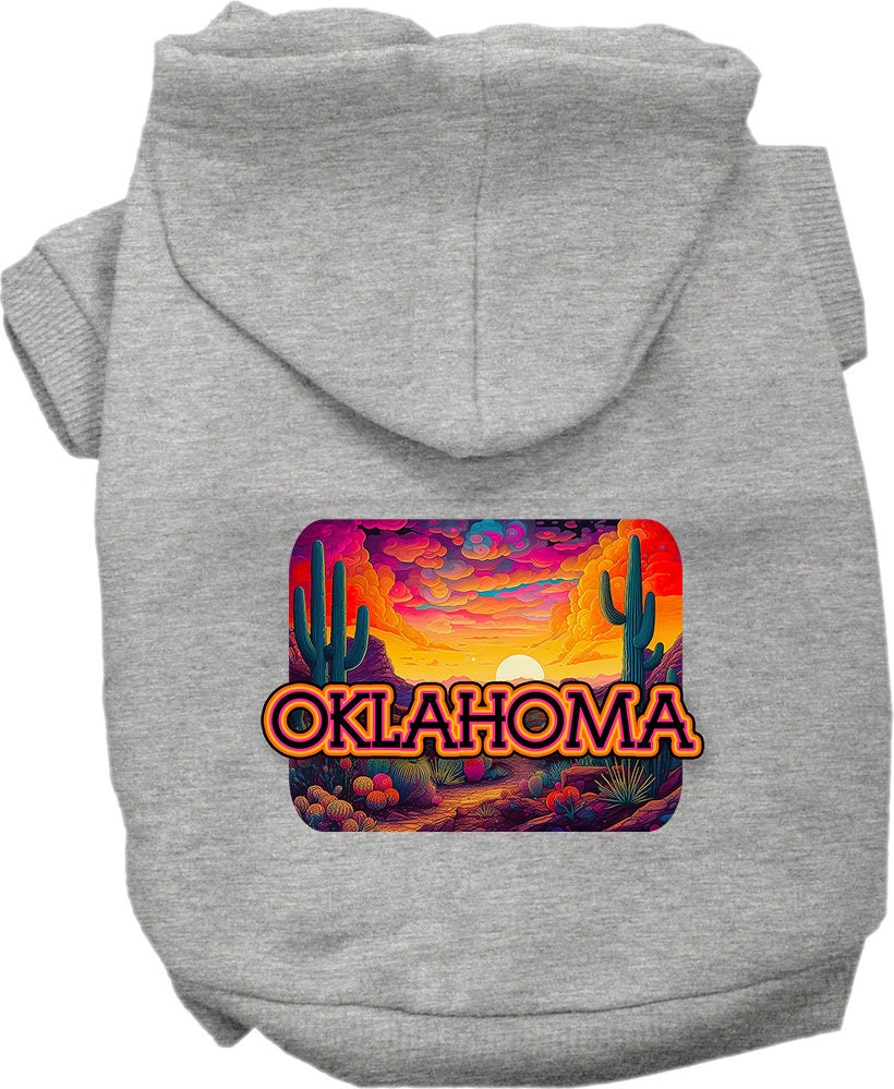 Pet Dog & Cat Screen Printed Hoodie for Medium to Large Pets (Sizes 2XL-6XL), "Oklahoma Neon Desert"