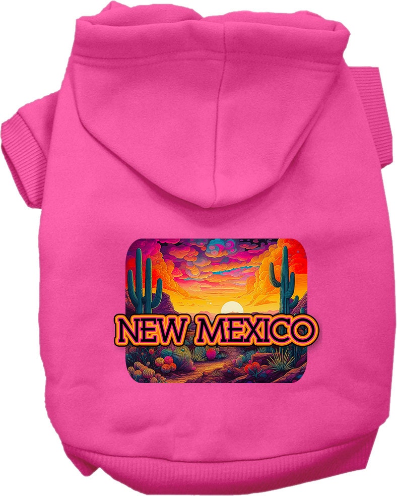 Pet Dog & Cat Screen Printed Hoodie for Medium to Large Pets (Sizes 2XL-6XL), "New Mexico Neon Desert"