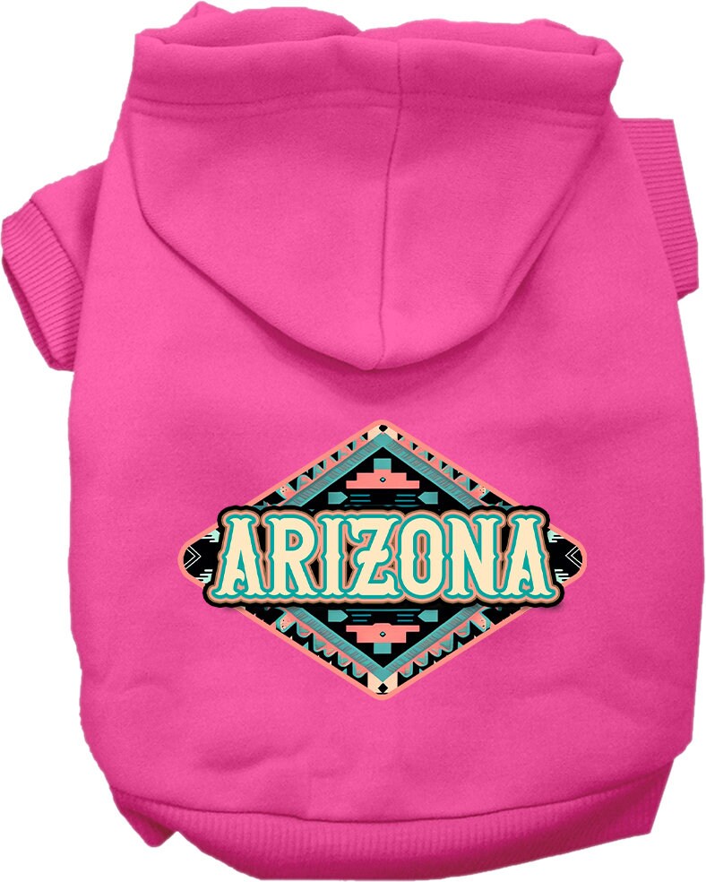 Pet Dog & Cat Screen Printed Hoodie for Small to Medium Pets (Sizes XS-XL), "Arizona Peach Aztec"