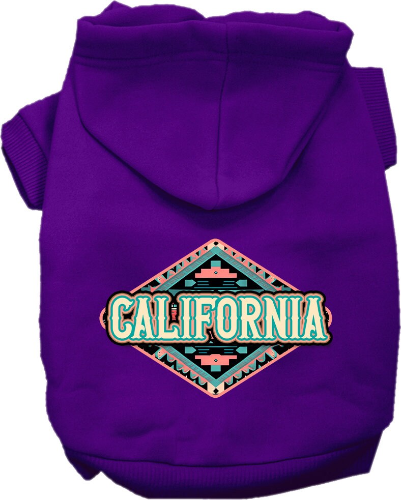 Pet Dog & Cat Screen Printed Hoodie for Small to Medium Pets (Sizes XS-XL), "California Peach Aztec"