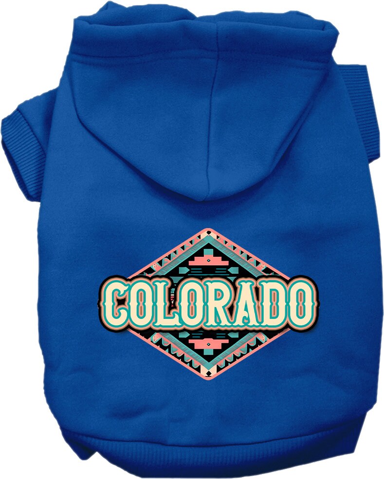 Pet Dog & Cat Screen Printed Hoodie for Small to Medium Pets (Sizes XS-XL), "Colorado Peach Aztec"