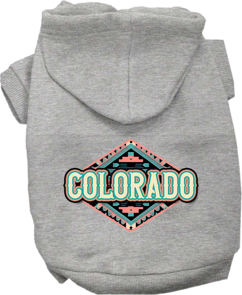 Pet Dog & Cat Screen Printed Hoodie for Medium to Large Pets (Sizes 2XL-6XL), "Colorado Peach Aztec"