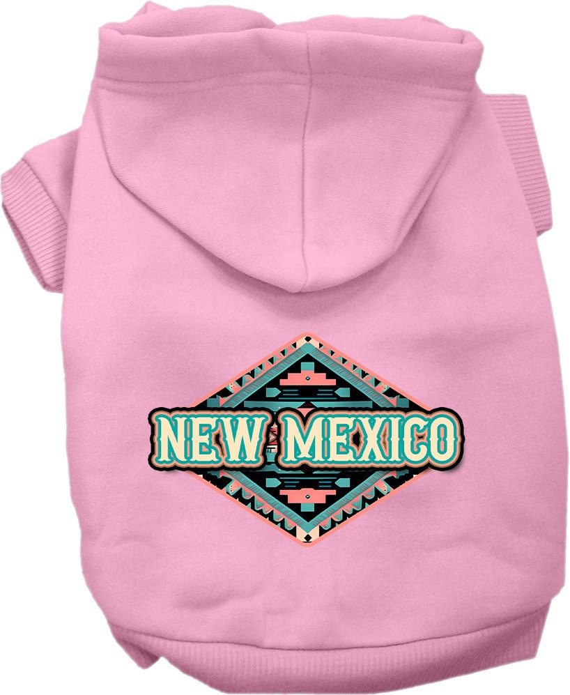 Pet Dog & Cat Screen Printed Hoodie for Medium to Large Pets (Sizes 2XL-6XL), "New Mexico Peach Aztec"