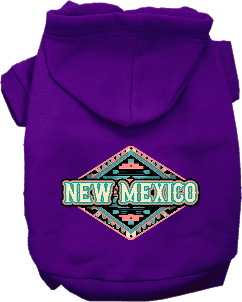 Pet Dog & Cat Screen Printed Hoodie for Medium to Large Pets (Sizes 2XL-6XL), "New Mexico Peach Aztec"