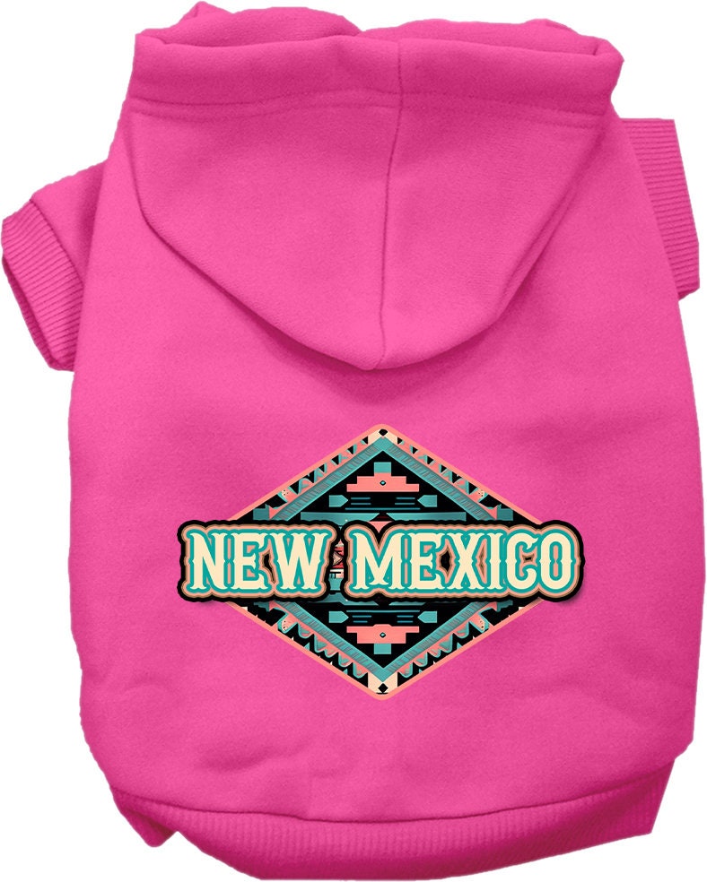 Pet Dog & Cat Screen Printed Hoodie for Medium to Large Pets (Sizes 2XL-6XL), "New Mexico Peach Aztec"