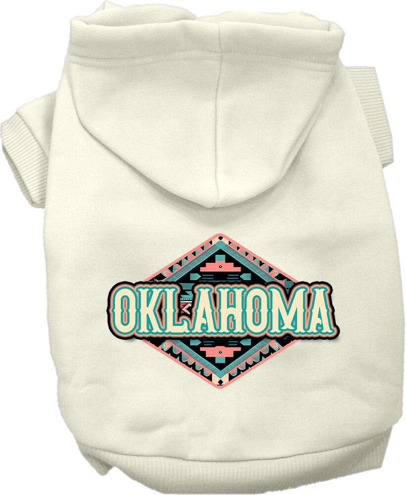 Pet Dog & Cat Screen Printed Hoodie for Medium to Large Pets (Sizes 2XL-6XL), "Oklahoma Peach Aztec"