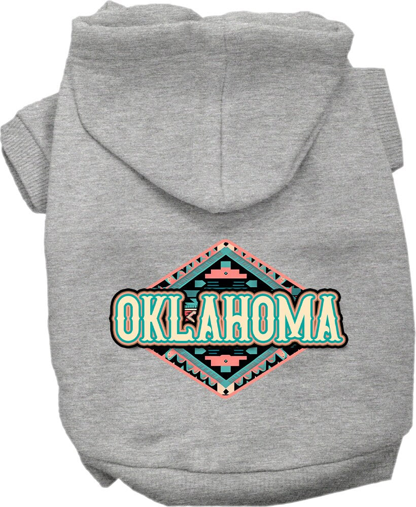 Pet Dog & Cat Screen Printed Hoodie for Medium to Large Pets (Sizes 2XL-6XL), "Oklahoma Peach Aztec"