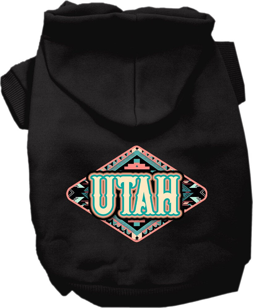 Pet Dog & Cat Screen Printed Hoodie for Medium to Large Pets (Sizes 2XL-6XL), "Utah Peach Aztec"