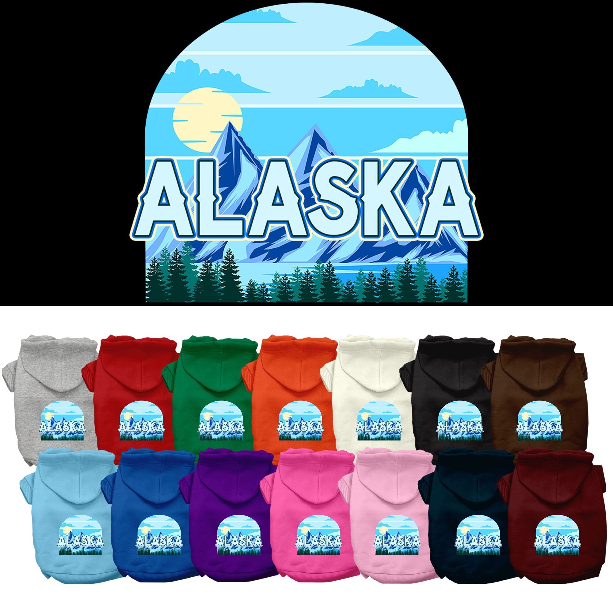 Pet Dog & Cat Screen Printed Hoodie for Small to Medium Pets (Sizes XS-XL), "Alaska Trailblazer"