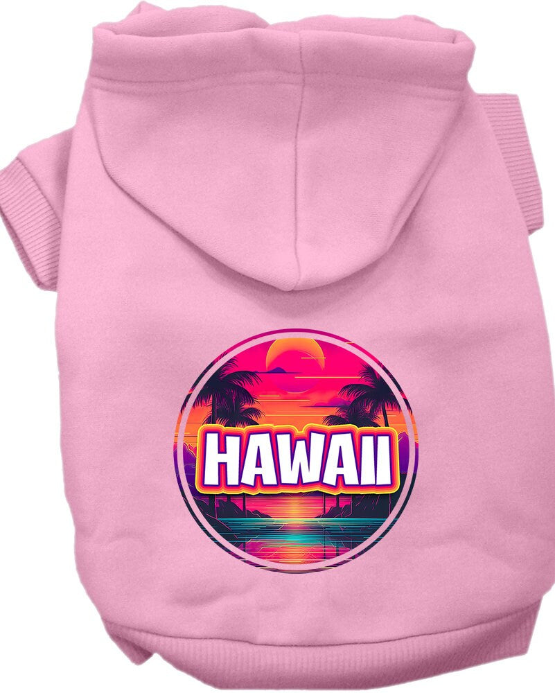 Pet Dog & Cat Screen Printed Hoodie for Medium to Large Pets (Sizes 2XL-6XL), "Hawaii Neon Beach Sunset"