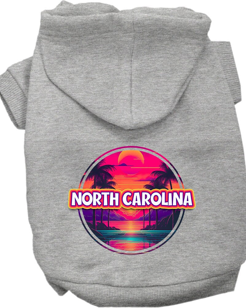 Pet Dog & Cat Screen Printed Hoodie for Medium to Large Pets (Sizes 2XL-6XL), "North Carolina Neon Beach Sunset"