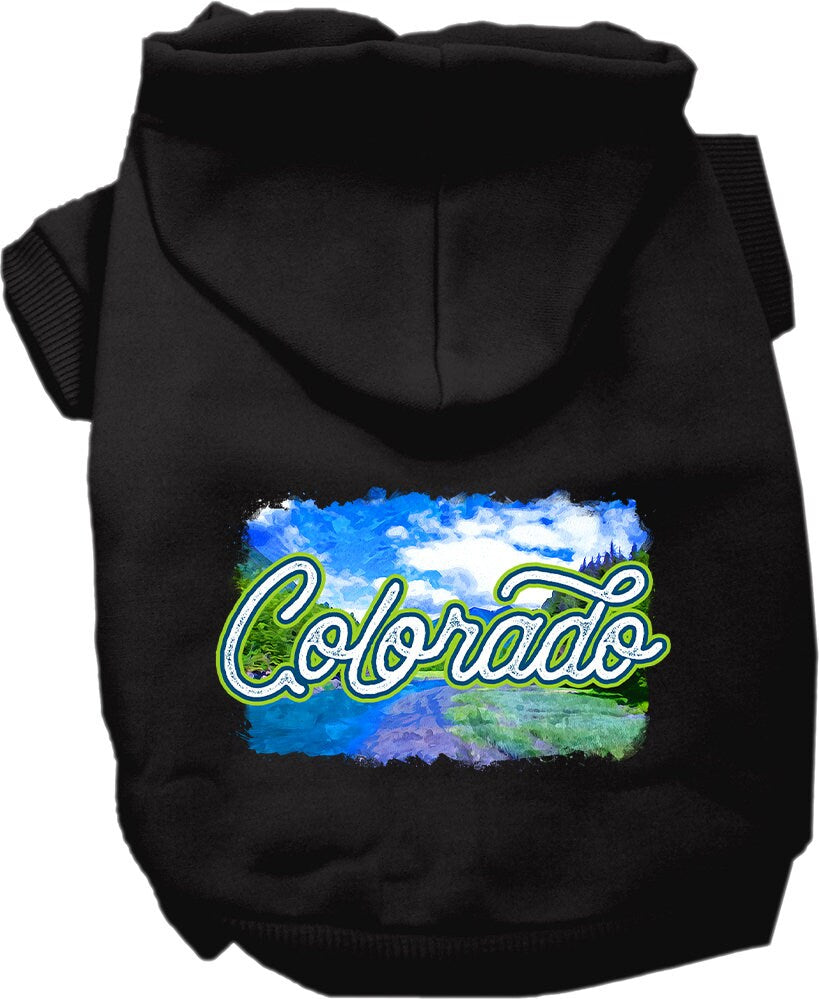 Pet Dog & Cat Screen Printed Hoodie for Medium to Large Pets (Sizes 2XL-6XL), "Colorado Summer"