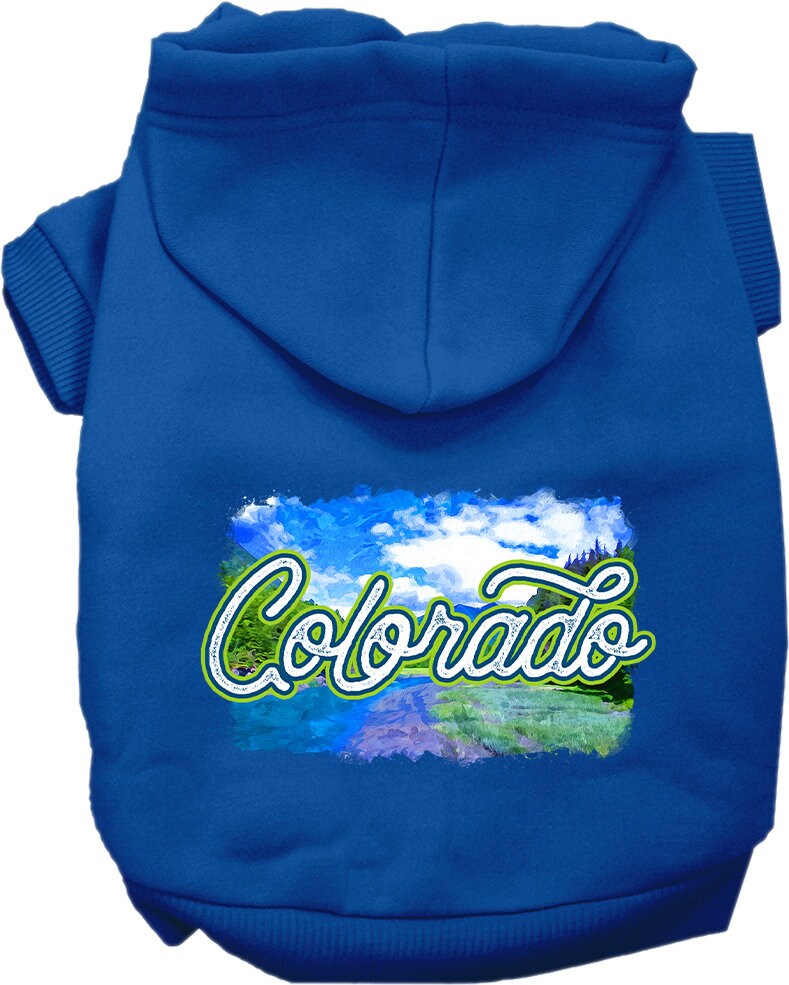 Pet Dog & Cat Screen Printed Hoodie for Medium to Large Pets (Sizes 2XL-6XL), "Colorado Summer"