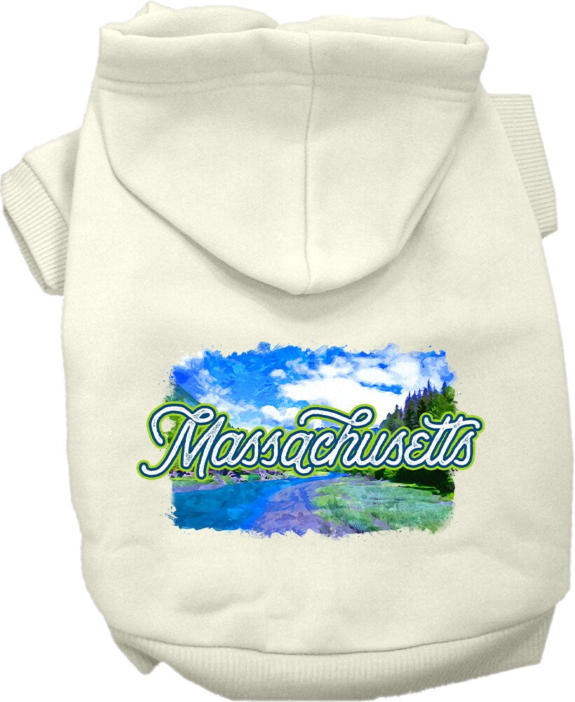 Pet Dog & Cat Screen Printed Hoodie for Medium to Large Pets (Sizes 2XL-6XL), "Massachusetts Summer"