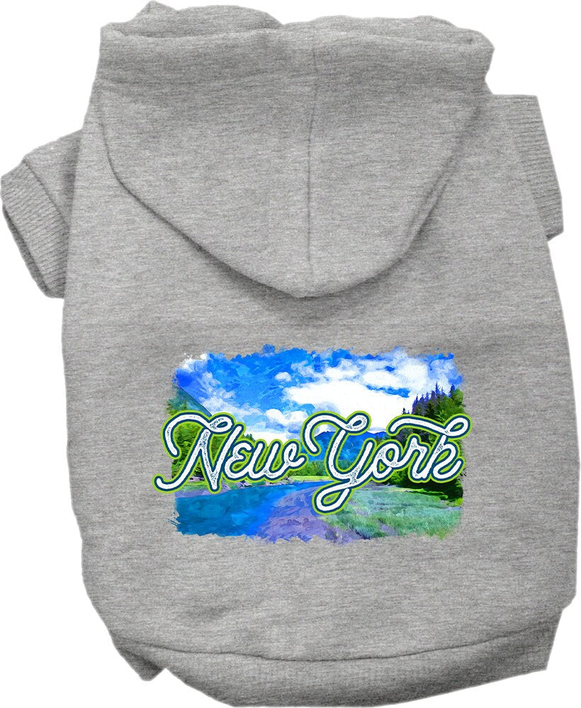 Pet Dog & Cat Screen Printed Hoodie for Medium to Large Pets (Sizes 2XL-6XL), "New York Summer"