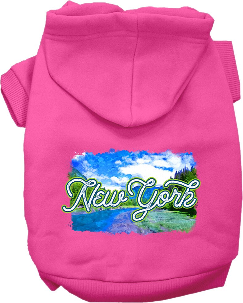 Pet Dog & Cat Screen Printed Hoodie for Medium to Large Pets (Sizes 2XL-6XL), "New York Summer"