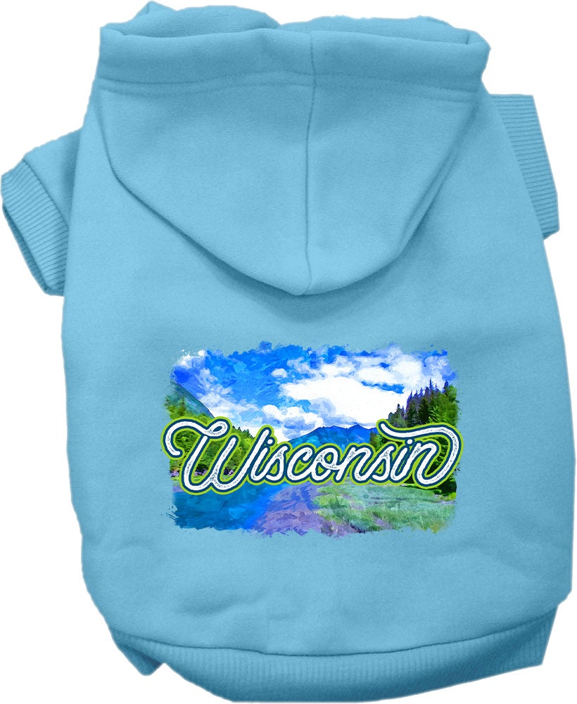 Pet Dog & Cat Screen Printed Hoodie for Medium to Large Pets (Sizes 2XL-6XL), "Wisconsin Summer"