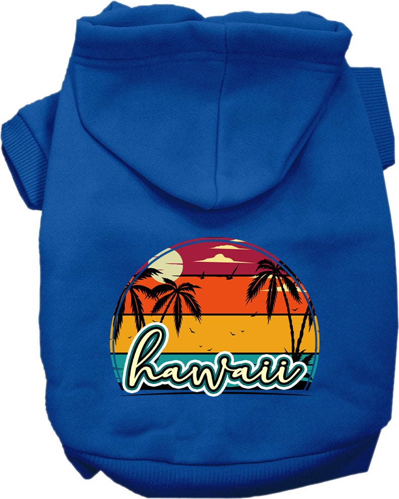 Pet Dog & Cat Screen Printed Hoodie for Medium to Large Pets (Sizes 2XL-6XL), "Hawaii Retro Beach Sunset"