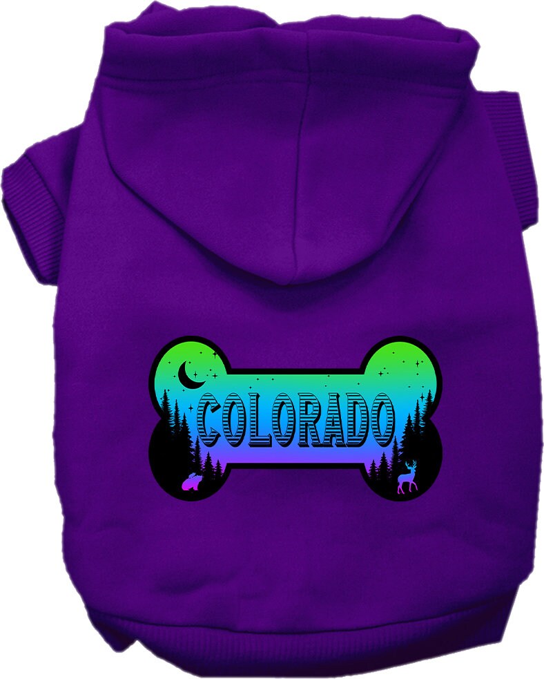 Pet Dog & Cat Screen Printed Hoodie for Medium to Large Pets (Sizes 2XL-6XL), "Colorado Mountain Shades"