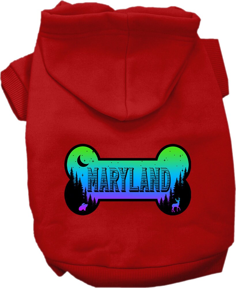 Pet Dog & Cat Screen Printed Hoodie for Medium to Large Pets (Sizes 2XL-6XL), "Maryland Mountain Shades"