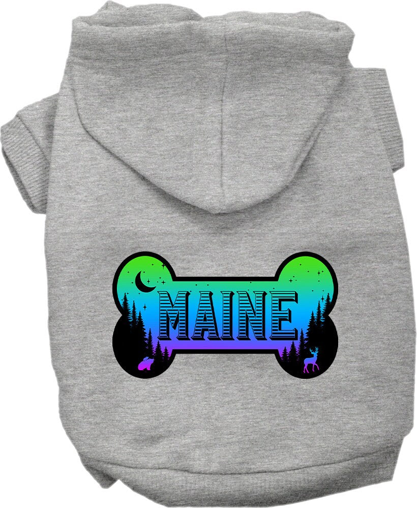 Pet Dog & Cat Screen Printed Hoodie for Small to Medium Pets (Sizes XS-XL), "Maine Mountain Shades"