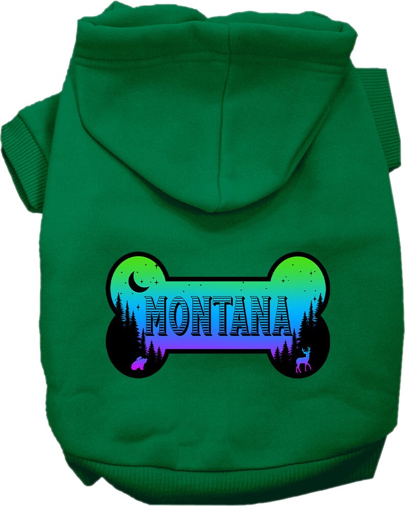 Pet Dog & Cat Screen Printed Hoodie for Medium to Large Pets (Sizes 2XL-6XL), "Montana Mountain Shades"