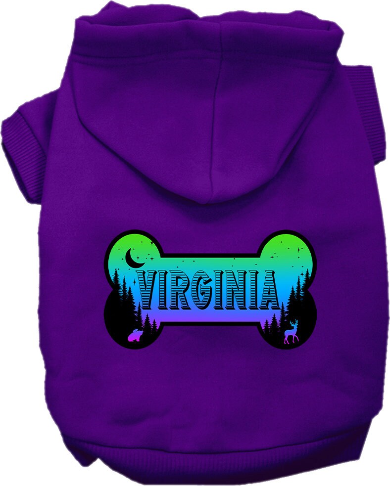 Pet Dog & Cat Screen Printed Hoodie for Medium to Large Pets (Sizes 2XL-6XL), "Virginia Mountain Shades"