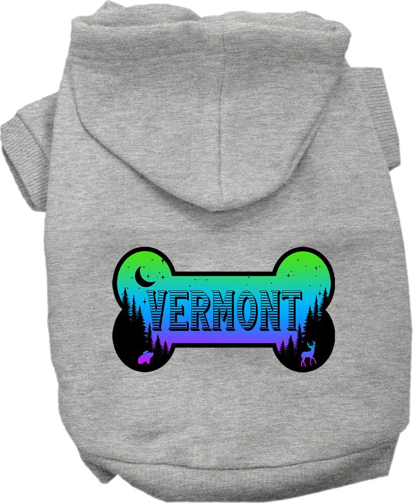 Pet Dog & Cat Screen Printed Hoodie for Medium to Large Pets (Sizes 2XL-6XL), "Vermont Mountain Shades"