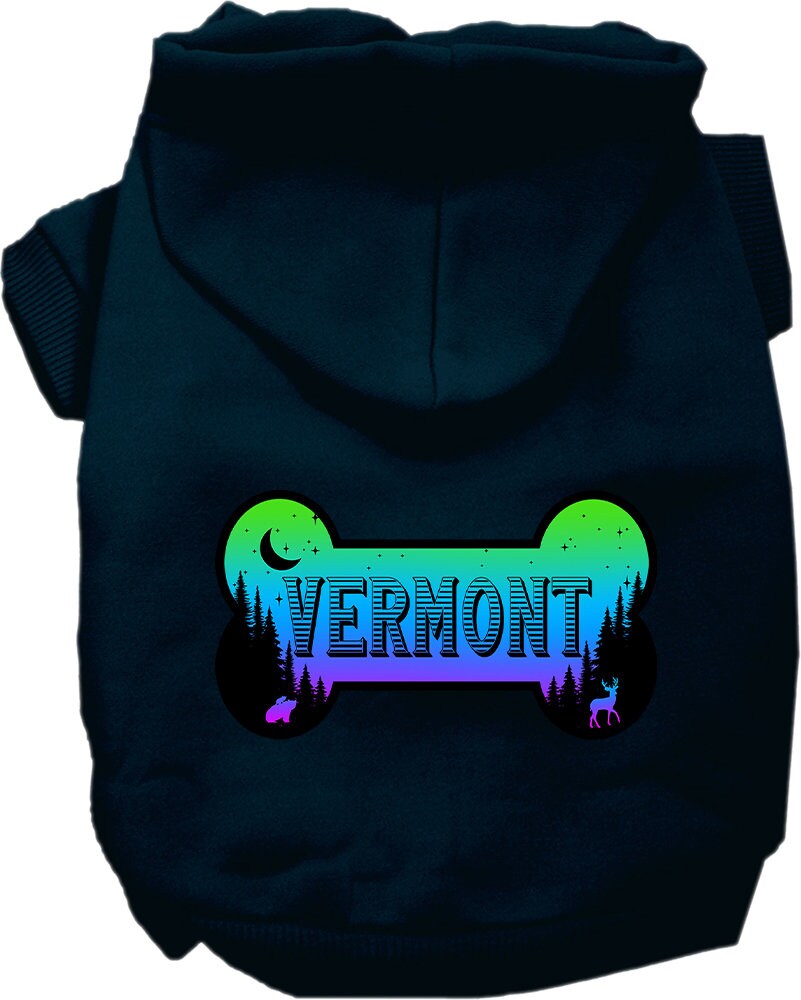 Pet Dog & Cat Screen Printed Hoodie for Medium to Large Pets (Sizes 2XL-6XL), "Vermont Mountain Shades"