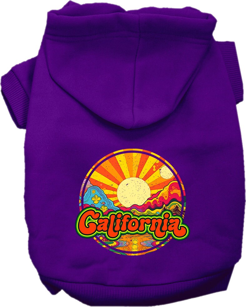 Pet Dog & Cat Screen Printed Hoodie for Medium to Large Pets (Sizes 2XL-6XL), "California Mellow Mountain"