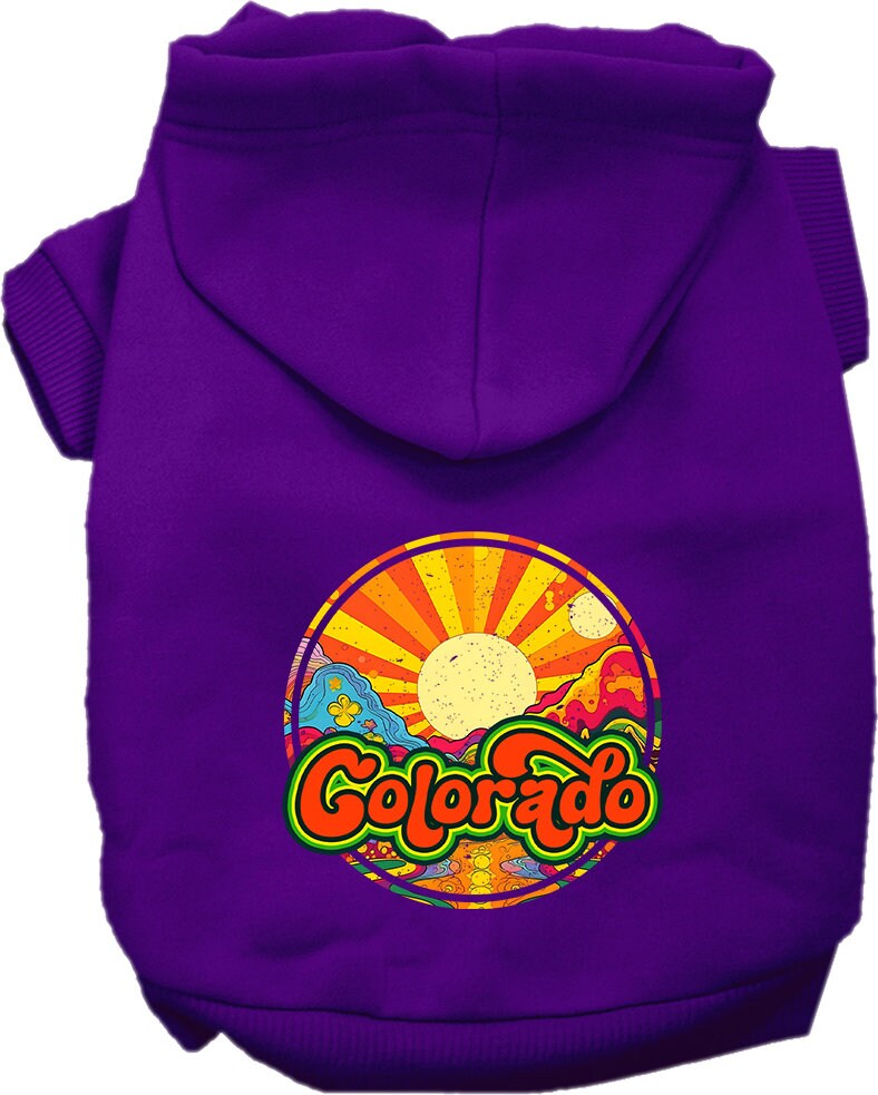 Pet Dog & Cat Screen Printed Hoodie for Small to Medium Pets (Sizes XS-XL), "Colorado Mellow Mountain"