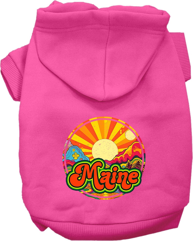 Pet Dog & Cat Screen Printed Hoodie for Small to Medium Pets (Sizes XS-XL), "Maine Mellow Mountain"