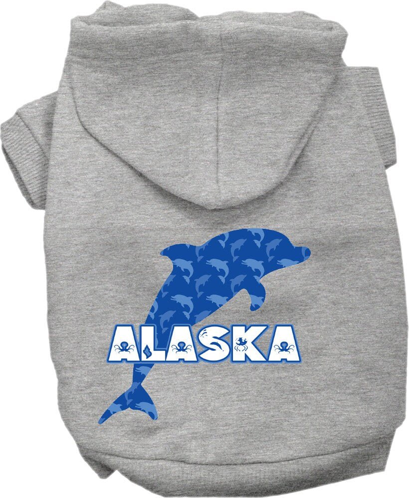 Pet Dog & Cat Screen Printed Hoodie for Small to Medium Pets (Sizes XS-XL), "Alaska Blue Dolphins"